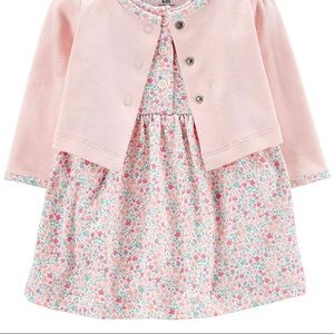 NWT Baby Girls' 2-Piece Bodysuit Dress & Cardigan